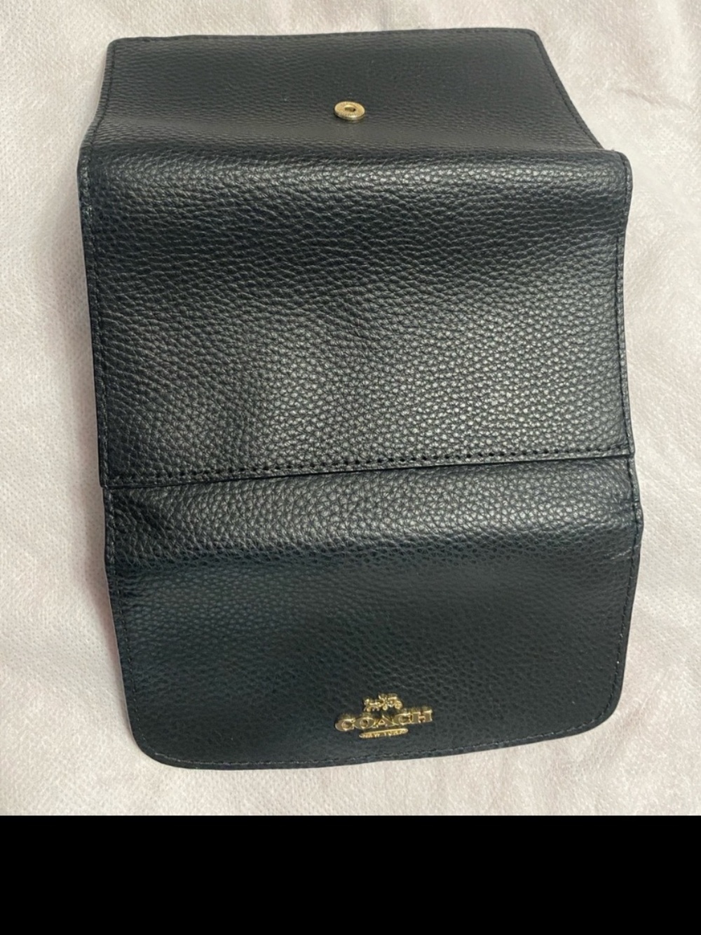 Coach Black Pebbled Leather Wallet with Gold Logo